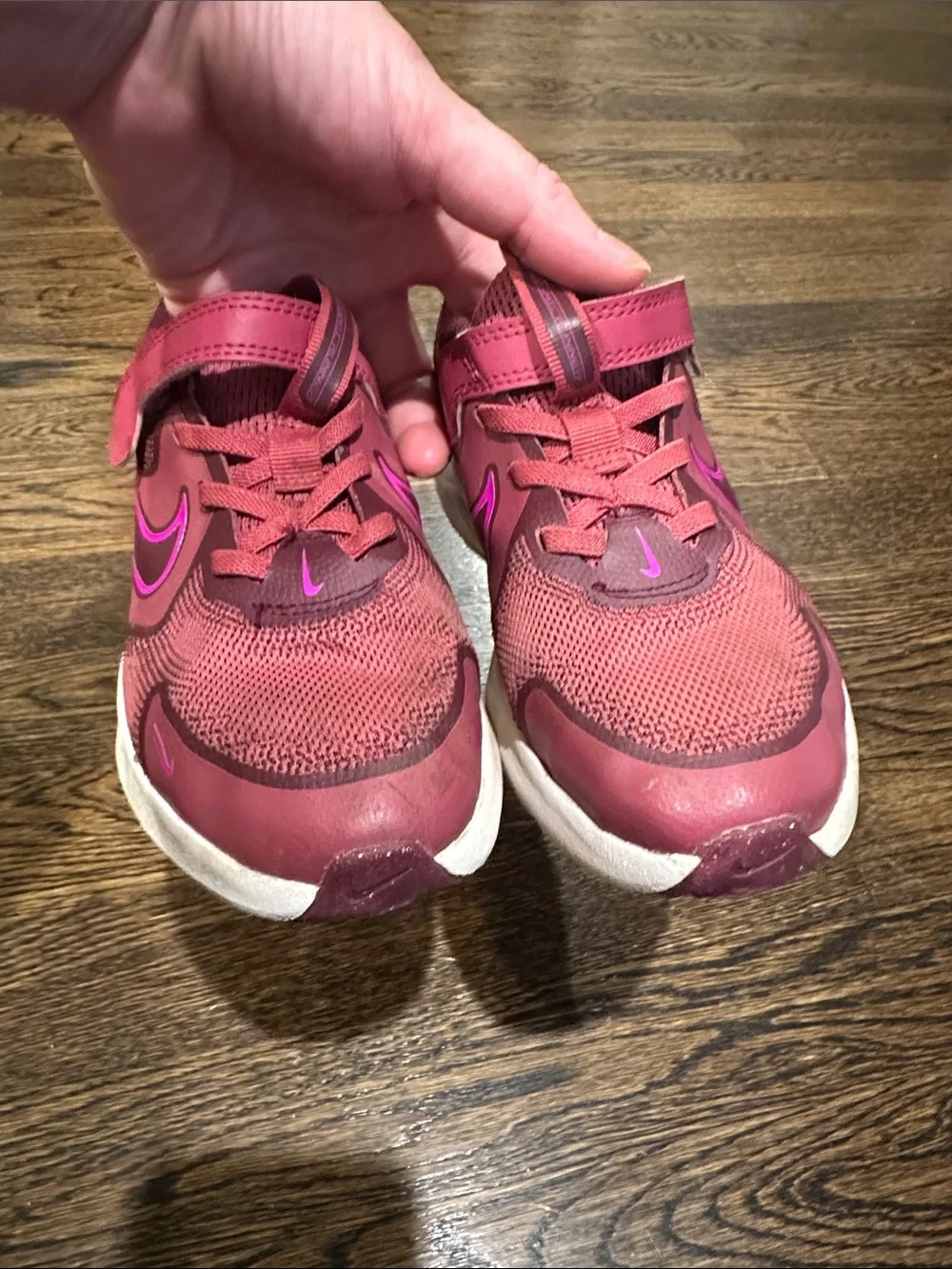 Nike Kids Maroon and Bright Pink Athletic Sneakers